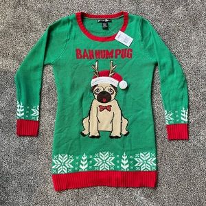 Holiday Sweater Dress “Bah-Hum-Pug”
